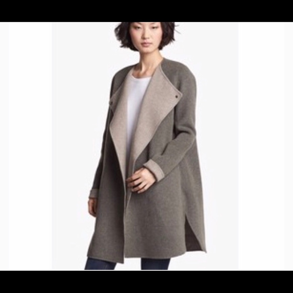 New Vince Double Toned Trapeze Wool Coat Xsmall